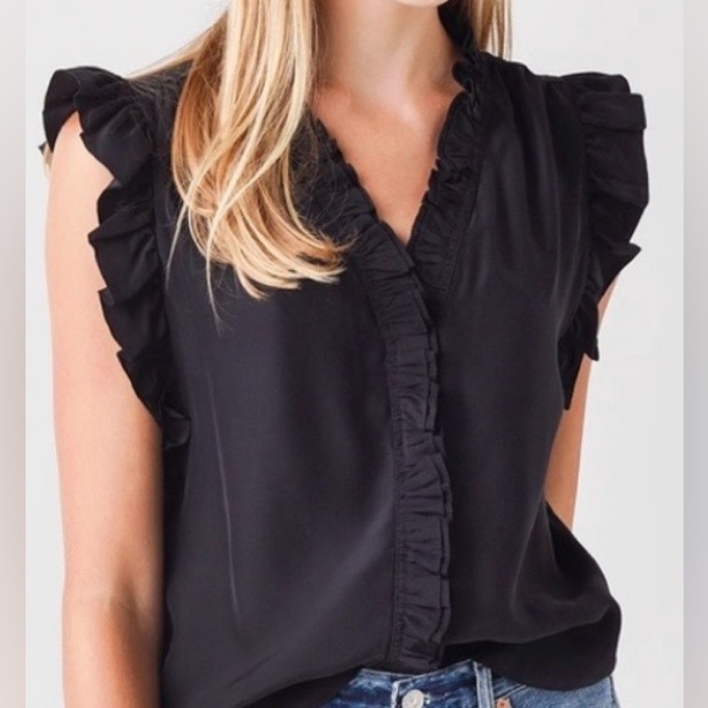 Frame Denim Silk Black Blouse